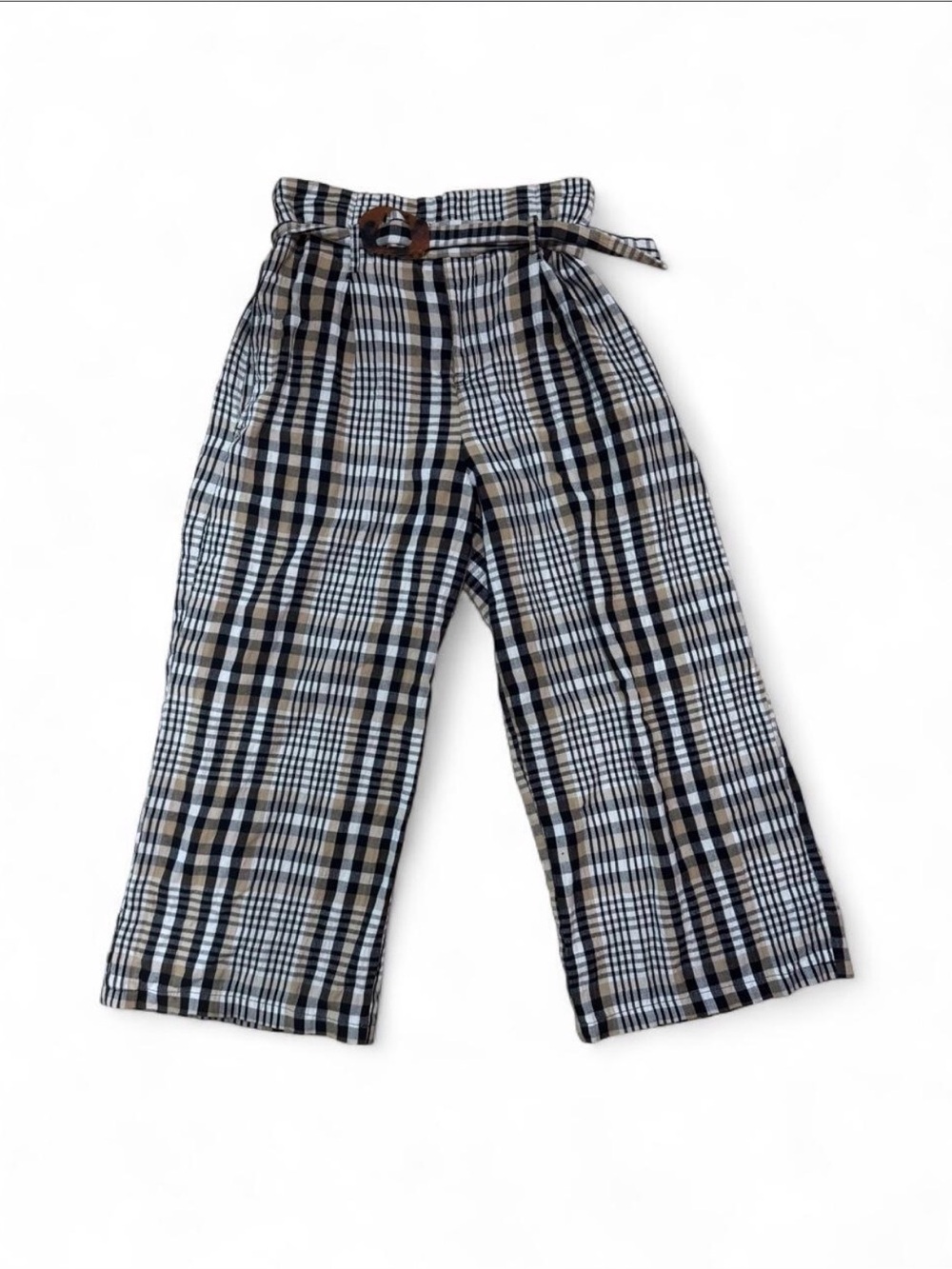 Urban Outfitters Plaid Paperbag Waist Wide Leg Cropped Pants Medium